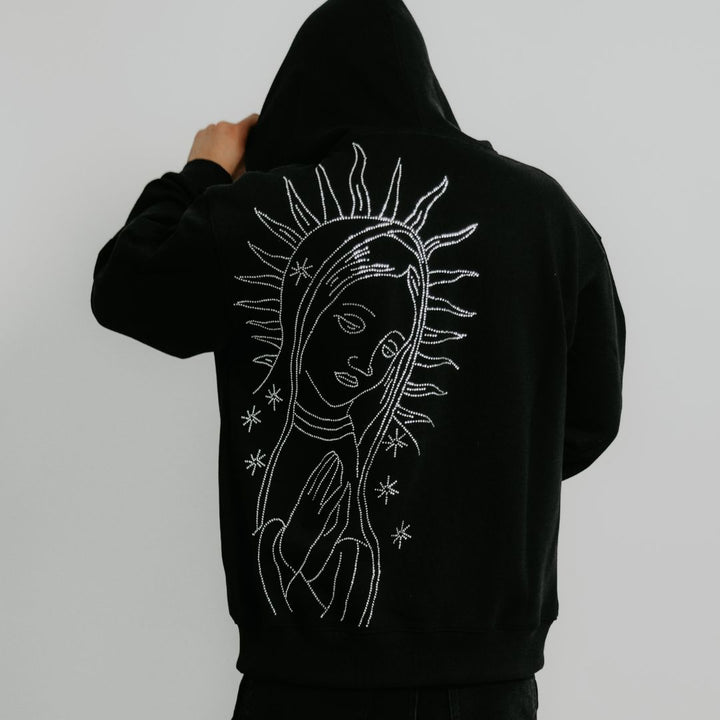 "Virgencita v2" Rhinestone Hoodie