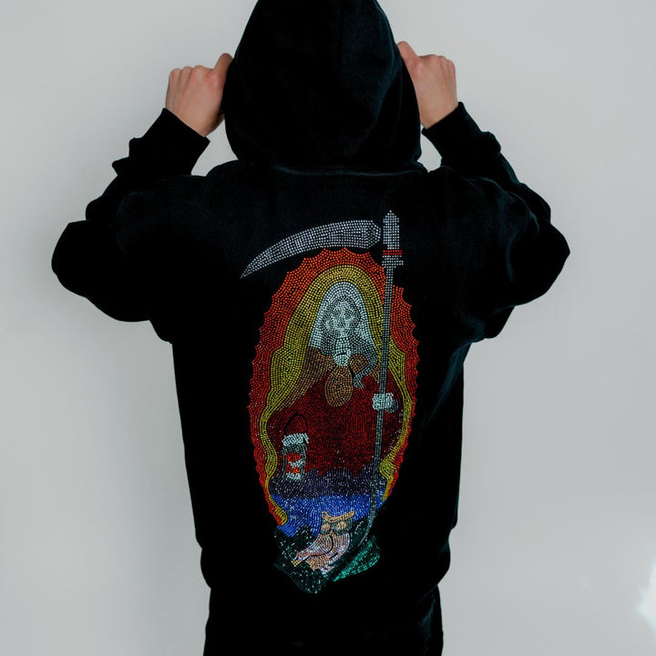 "Santa Muerte" Rhinestone Hoodie