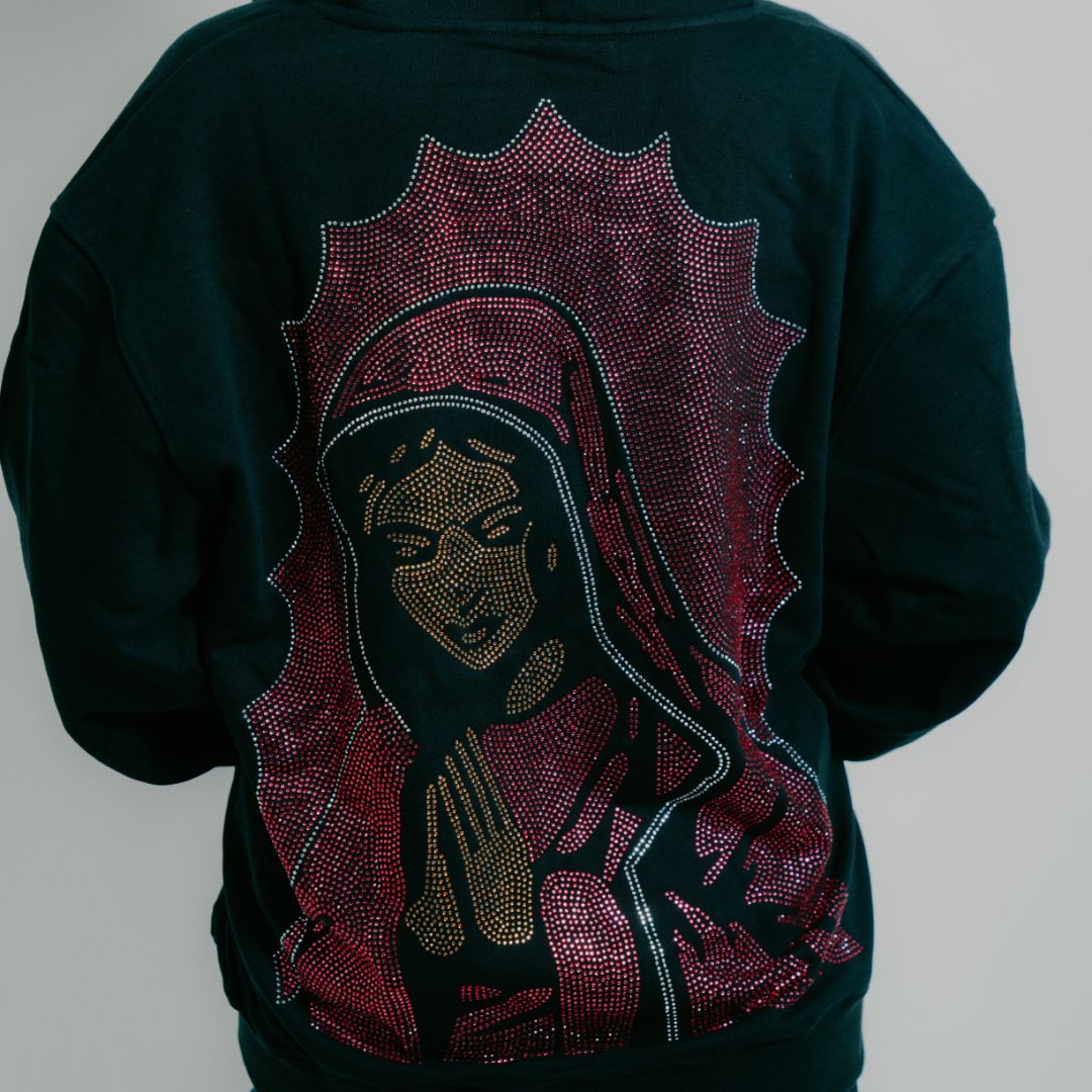 "Virgencita" (Rosa) Rhinestone Hoodie