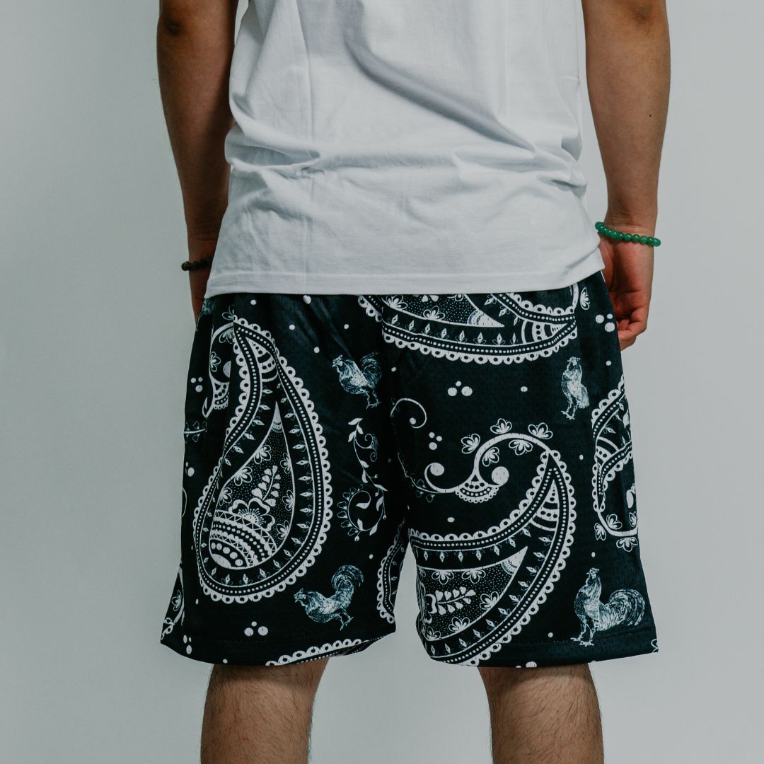 "Gallo Paisley" Shorts (Negro)