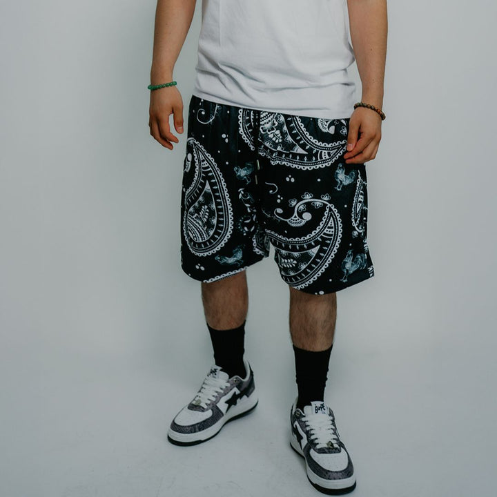 "Gallo Paisley" Shorts (Negro)