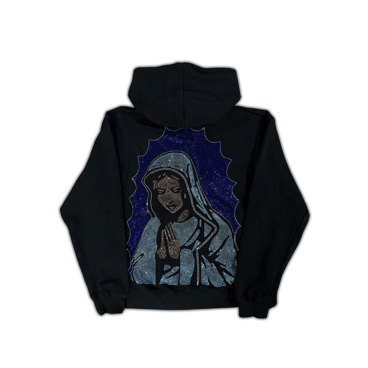 "Virgencita" (Azul) Rhinestone Hoodie